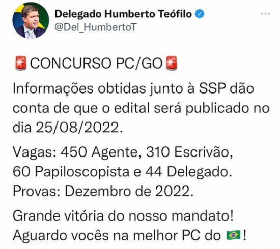 Concurso Pcgo Edital Pode Ser Publicado Nesta Quinta Segundo