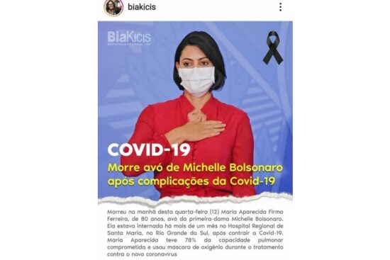 Bia kicis lamenta morte de avó de Michelle Bolsonaro