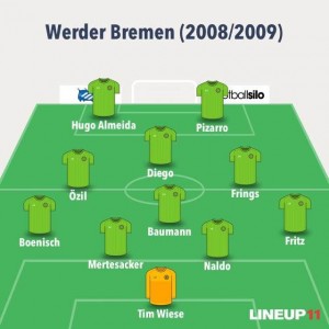 Diego era um dos garçons do Werder Bremen no 4-3-1-2 do técnico Thomas Schaaf