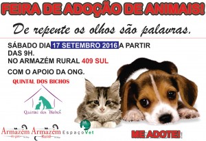 cartaz da feira de adoção pet do Armazém Rural