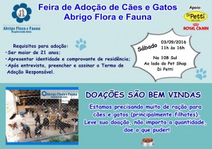 cartaz da feira de adoção do Abrigo Flora e Fauna-Feiras de animais